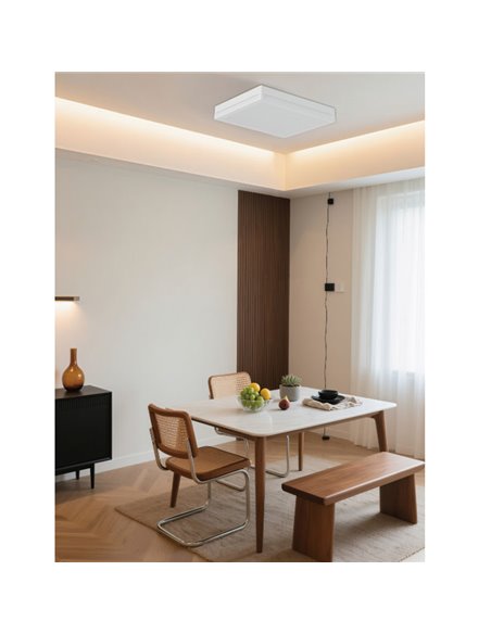Plafón LED cuadrado 380mm de superficie blanco 36W IP44 3CCT (3000K-5700K)