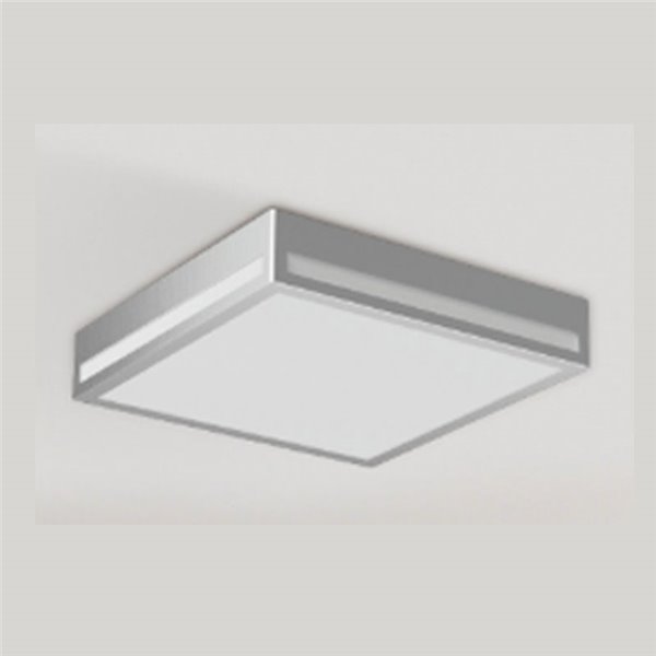 Plafonnier LED carré 380 mm, surface galvanisée argent, 36 W, IP44, 3CCT (3000 K - 5700 K)