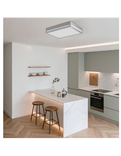 Luminária de teto retangular de LED, 200x400mm, superfície galvanizada prateada, 40W 3000K/4000K/5700K