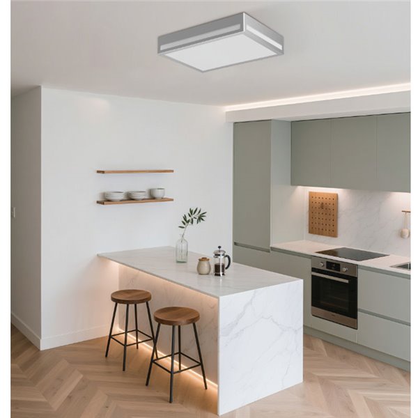 Luminária de teto retangular de LED, 200x400mm, superfície galvanizada prateada, 40W 3000K/4000K/5700K