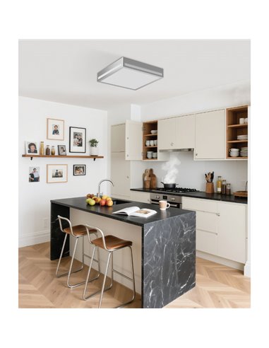 Plafonnier LED rectangulaire 200 x 561 mm, finition argentée galvanisée, 60 W/54 W/48 W - 3000 K/4000 K/5700 K