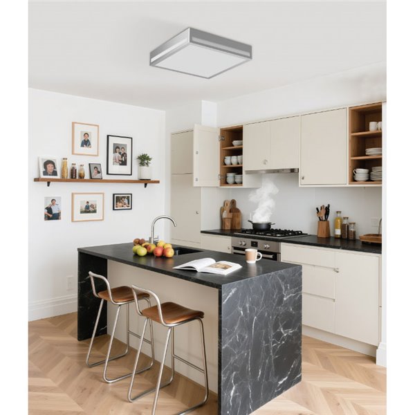 Plafonnier LED rectangulaire 200 x 561 mm, finition argentée galvanisée, 60 W/54 W/48 W - 3000 K/4000 K/5700 K