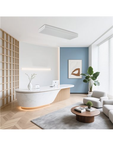 Luminária de teto retangular de LED, 200x742mm, montagem em superfície, branca, 80W/72W/64W - 3000K/4000K/5700K