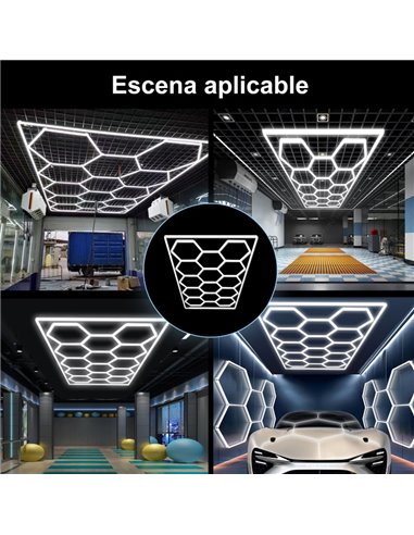 Lámpara LED hexagonal panal de abeja moderno de gran formarto con 14 paneles 600W, 6500K, 4845x2435mm, carcasa blanca