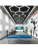 Lampe LED moderne hexagonale en nid d'abeille à 5 panneaux, 144 W, 6500 K, 2220 x 1550 mm, boîtier blanc