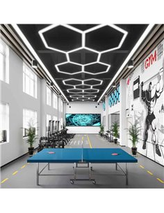 Lampe LED moderne hexagonale en nid d'abeille à 5 panneaux, 144 W, 6500 K, 2220 x 1550 mm, boîtier blanc