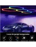 Lampe LED hexagonale moderne en nid d'abeille avec 5 panneaux de couleurs RVB, 80 W, 2220 x 1550 mm, boîtier blanc