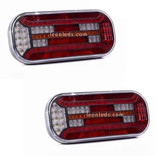 Piloto trasero LED con triángulo e intermitente progresivo con luz de matricula inferior 12V/24V R1 S1 2a AR F1 IIA L