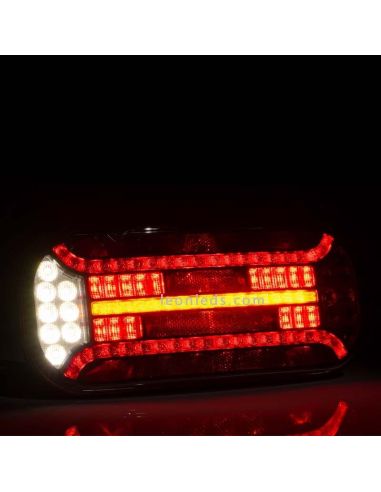 Piloto trasero LED con triángulo e intermitente progresivo con luz de matricula inferior 12V/24V R1 S1 2a AR F1 IIA L