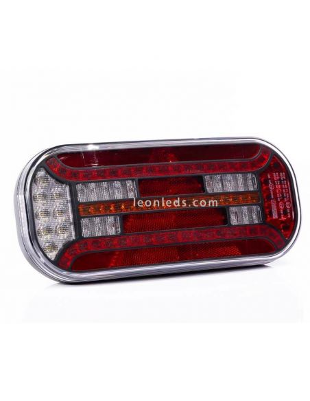 Piloto trasero LED con triángulo e intermitente progresivo con luz de matricula inferior 12V/24V R1 S1 2a AR F1 IIA L
