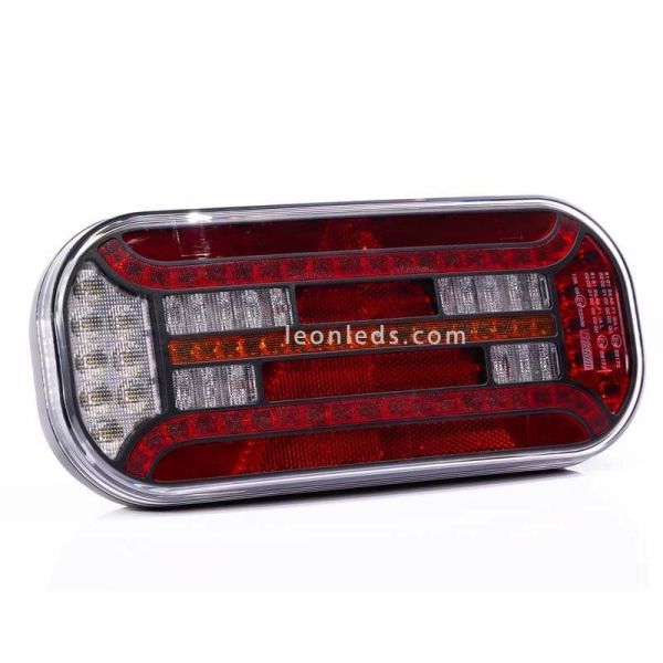 Piloto trasero LED con triángulo e intermitente progresivo con luz de matricula inferior 12V/24V R1 S1 2a AR F1 IIA L