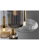 Lámpara de techo 4 luces NORMA con tulipas cristal Ø56cm E27 dimable IP20 Negro y latón