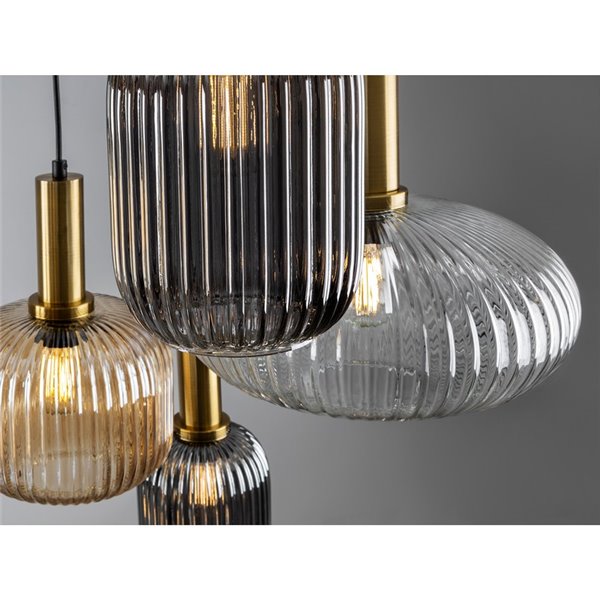 Lámpara de techo 4 luces NORMA con tulipas cristal Ø56cm E27 dimable IP20 Negro y latón