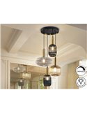 Lámpara de techo 4 luces NORMA con tulipas cristal Ø56cm E27 dimable IP20 Negro y latón
