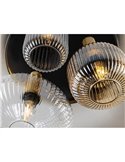 Plafón de techo 3 luces NORMA con tulipas cristal Ø56cm E27 dimable IP20 Negro y latón 
