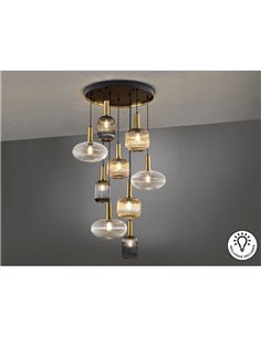 Lámpara de techo NORMA 9 luces E27 regulable Ø80cm Negro latón IP20 2