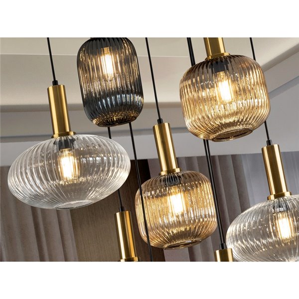 Lámpara de techo NORMA 9 luces E27 regulable Ø80cm Negro latón IP20
