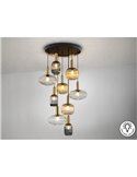 Lámpara de techo NORMA 9 luces E27 regulable Ø80cm Negro latón IP20