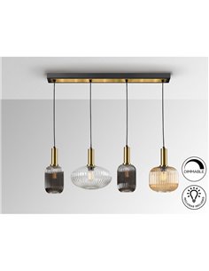 Luminária de teto NORMA com 4 lâmpadas em linha, soquete E27, dimerizável, latão preto. 2