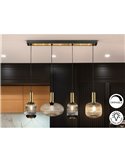 Lámpara de techo NORMA 4 luces en línea E27 regulable Negro latón 