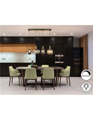 Lámpara de techo NORMA 4 luces en línea E27 regulable Negro latón 