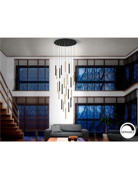 Lámpara LED de techo VARAS 25 luces 125W 3000K Oro y negro