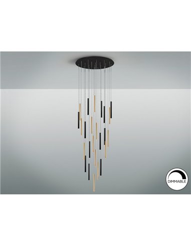 Lámpara LED de techo VARAS 25 luces 125W 3000K Oro y negro