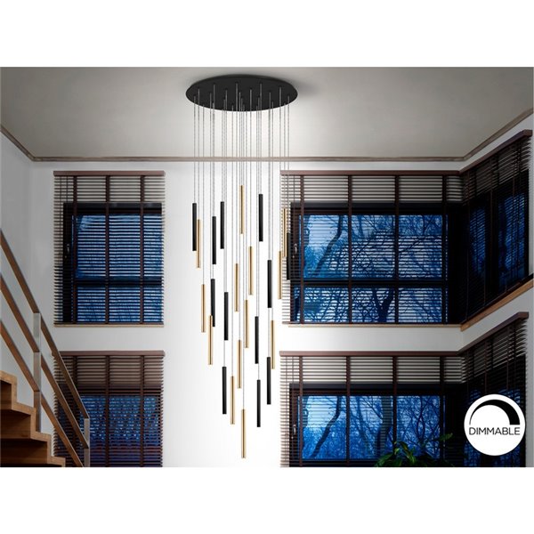 Lámpara LED de techo VARAS 25 luces 125W 3000K Oro y negro