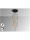 Lámpara LED de techo COLETTE 14 luces 182W 3000K Negro y oro rosa