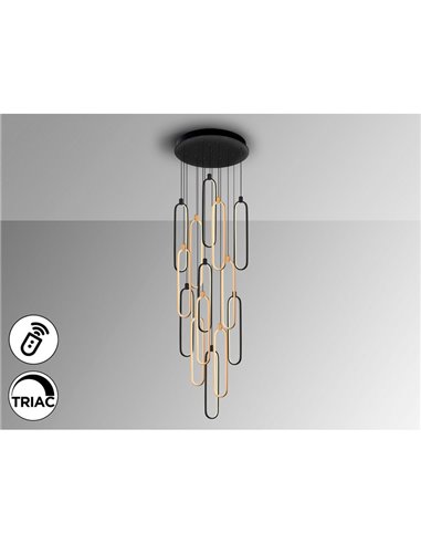 Lámpara LED de techo COLETTE 14 luces 182W 3000K Negro y oro rosa