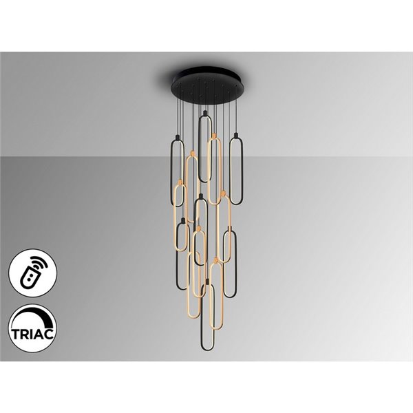 Lámpara LED de techo COLETTE 14 luces 182W 3000K Negro y oro rosa