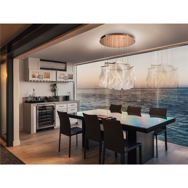 Lámpara LED de techo VELOS 14 luces  68W 3000K regulable Oro rosa