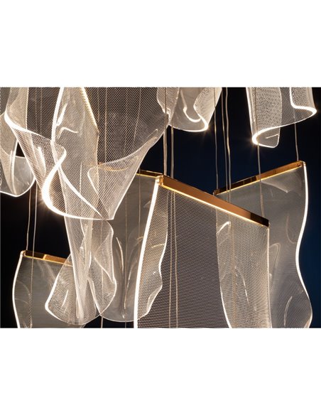 Lámpara LED de techo VELOS 14 luces  68W 3000K regulable Oro rosa