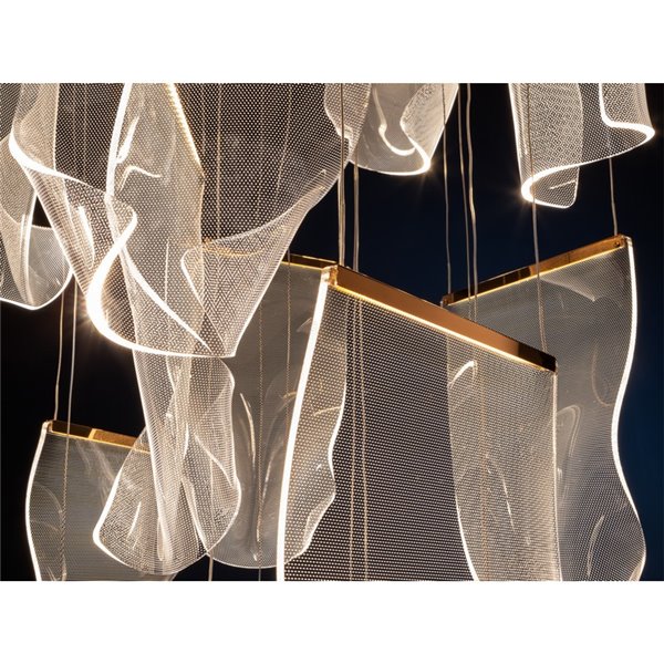 Lámpara LED de techo VELOS 14 luces  68W 3000K regulable Oro rosa