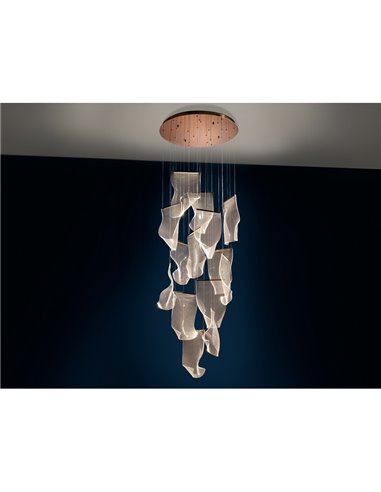 Lámpara LED de techo VELOS 14 luces  68W 3000K regulable Oro rosa