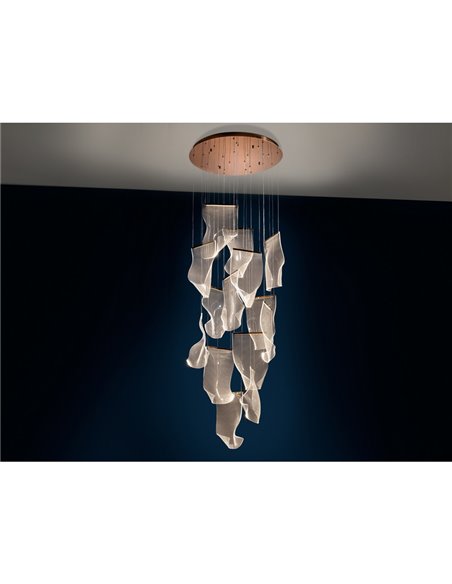 Lámpara LED de techo VELOS 14 luces  68W 3000K regulable Oro rosa