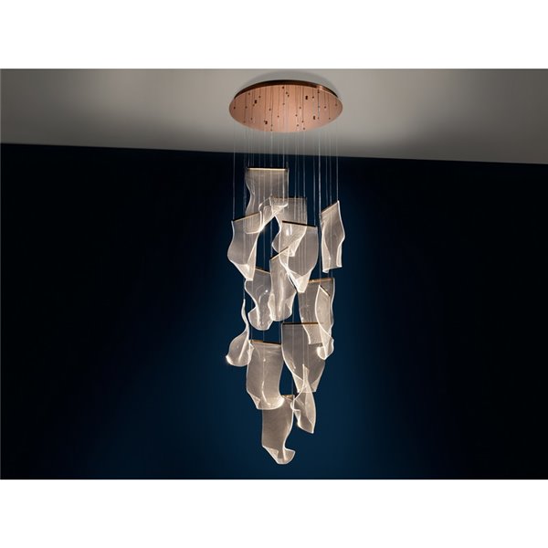 Lámpara LED de techo VELOS 14 luces  68W 3000K regulable Oro rosa