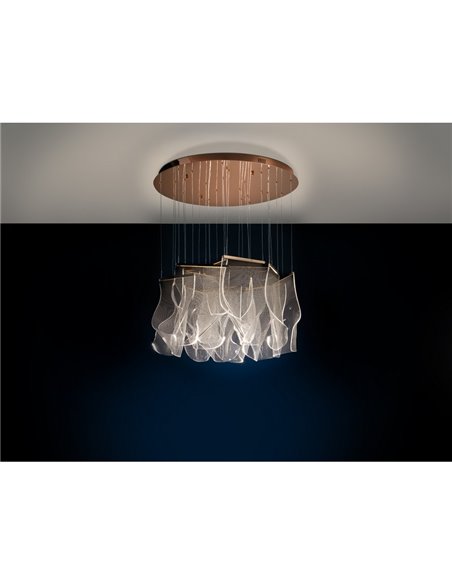 Lámpara LED de techo VELOS 14 luces  68W 3000K regulable Oro rosa