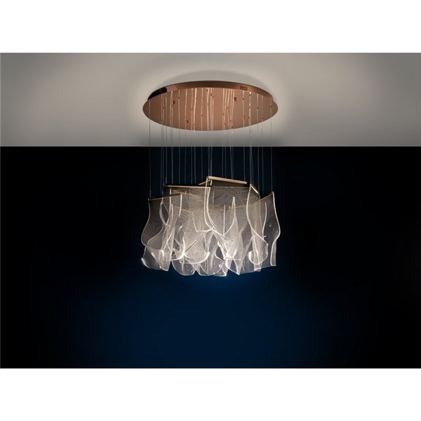 Lámpara LED de techo VELOS 14 luces  68W 3000K regulable Oro rosa