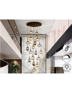 Lámpara de techo NORMA 18 luces E27 regulable Negro y latón 2