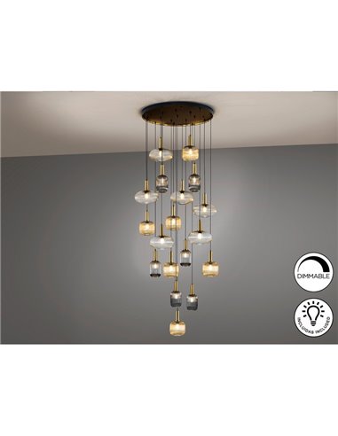 Lámpara de techo NORMA 18 luces E27 regulable Negro y latón