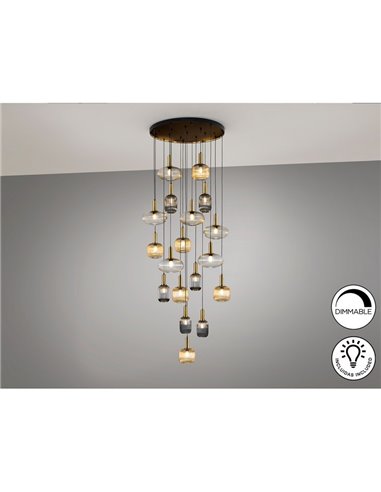 Lámpara de techo NORMA 18 luces E27 regulable Negro y latón