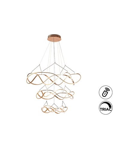 Lampe LED MOLLY, trois anneaux à intensité variable, 138 W, or rose