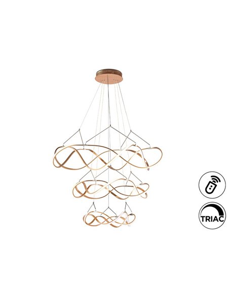 Lámpara LED MOLLY tres aros dimable 138W regulable Oro rosa