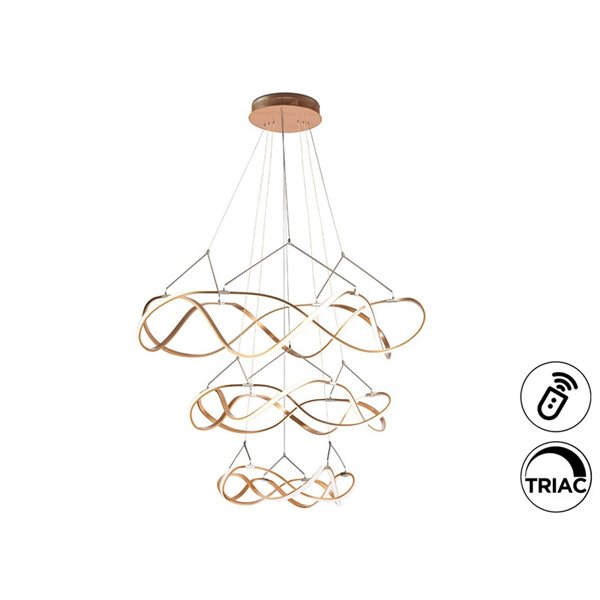 Lámpara LED MOLLY tres aros dimable 138W regulable Oro rosa