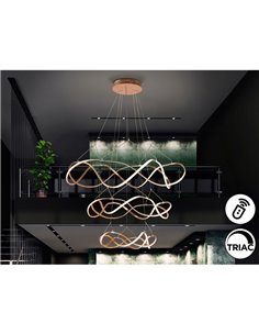 Lámpara LED MOLLY tres aros dimable 138W regulable Oro rosa 2