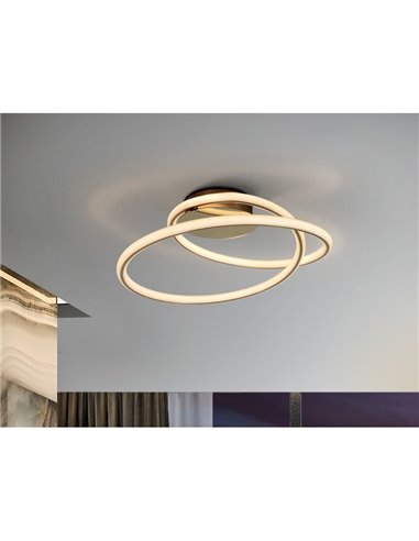 Luminária de teto tubular LED 44W 3520lm 3000K, design dourado