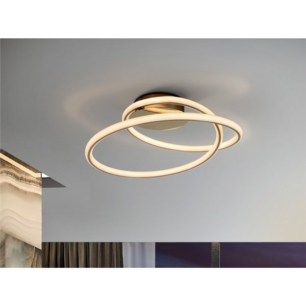 Luminária de teto tubular LED 44W 3520lm 3000K, design dourado