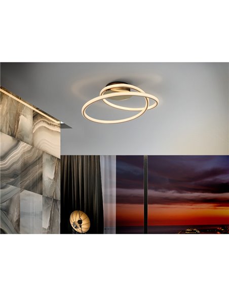 Luminária de teto tubular LED 44W 3520lm 3000K, design dourado