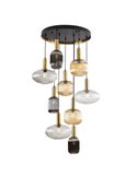 Lámpara de techo NORMA 9 luces E27 regulable Ø80cm Negro latón IP20